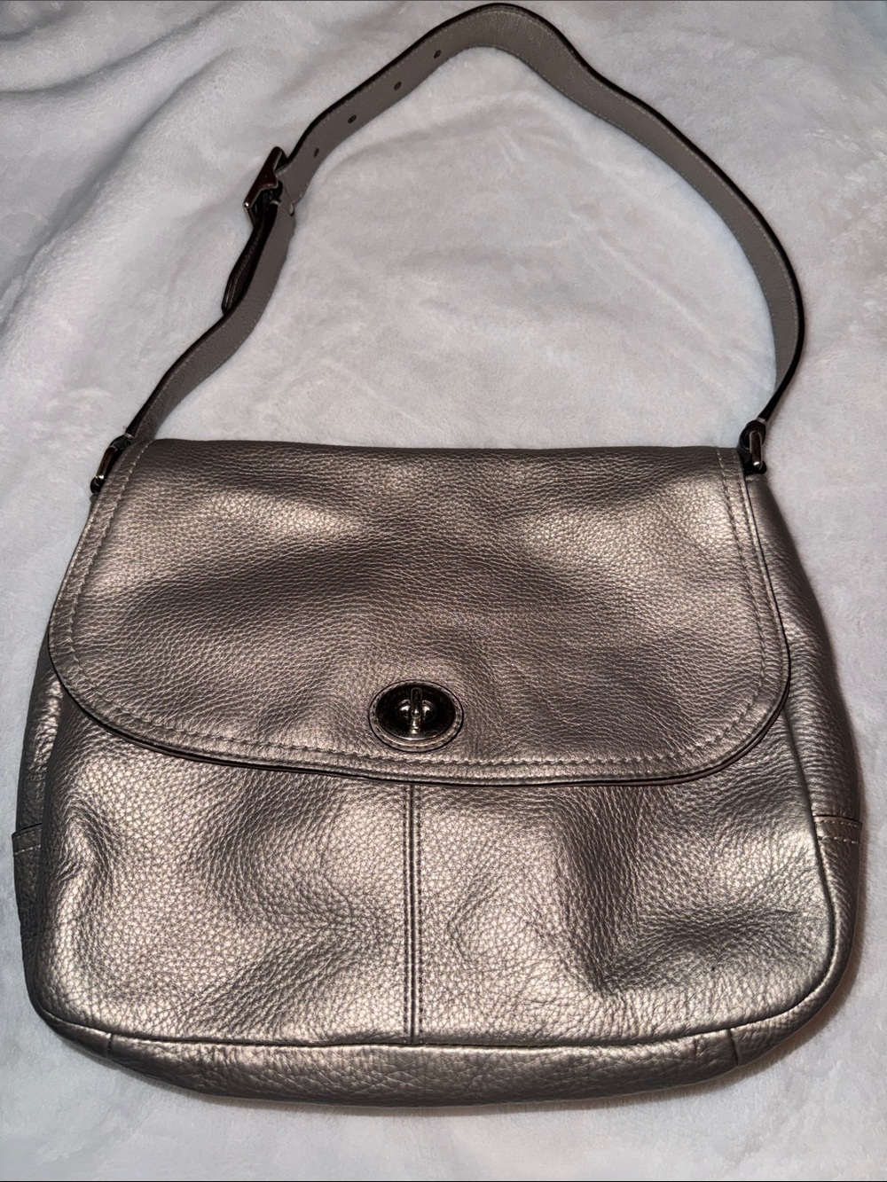 Coach Metallic  Pebbled Leather Shoulder Bag, no tag